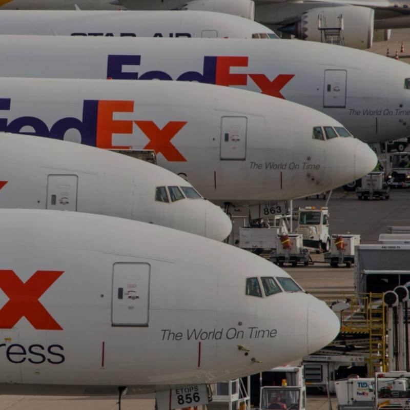 Fedex planes being loaded on tarmac
