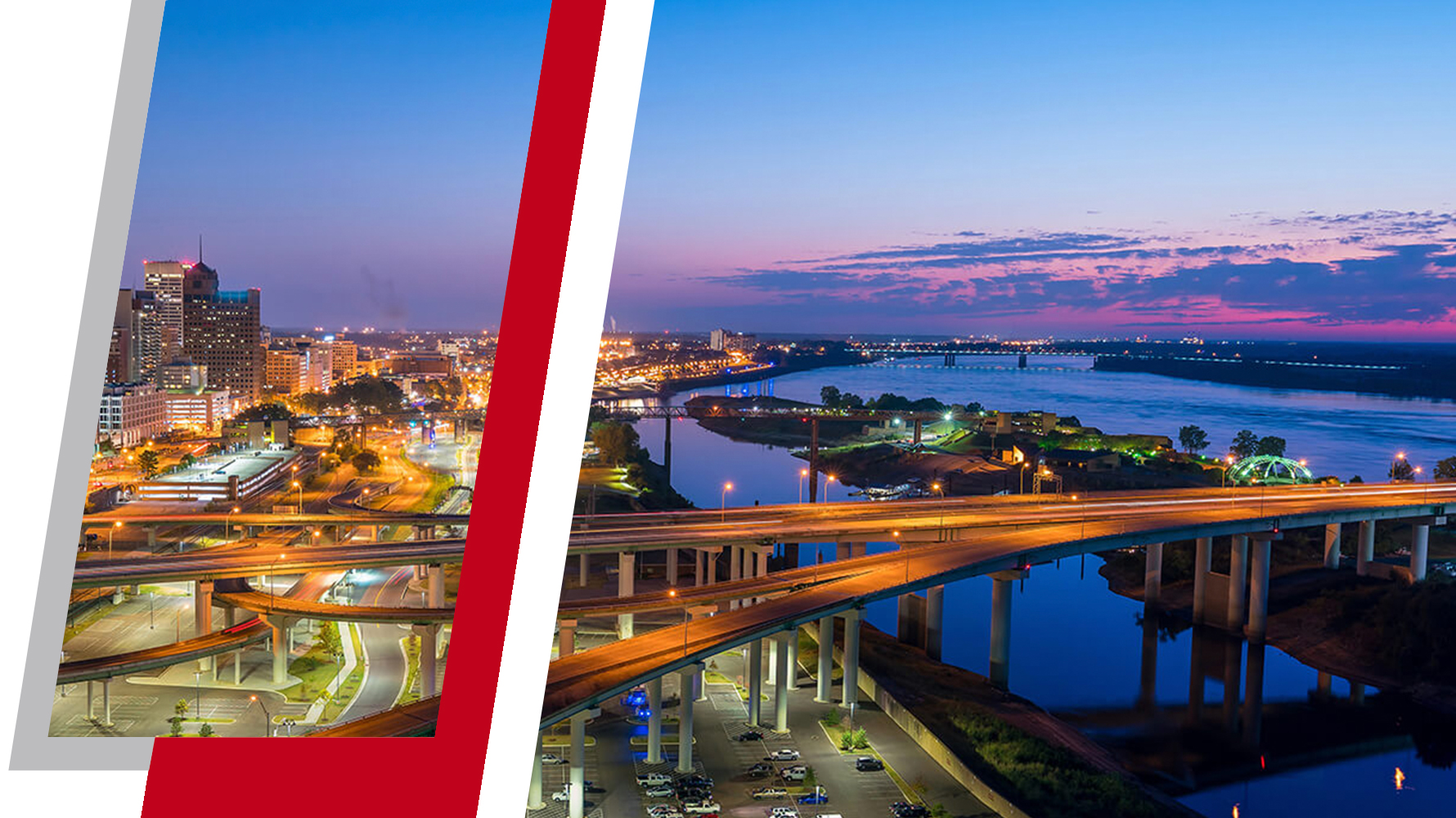 memphis city at dusk by the river