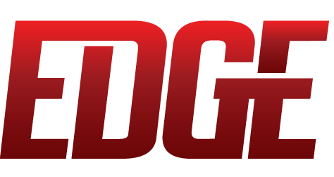 EDGE logo red lettering on transparent background