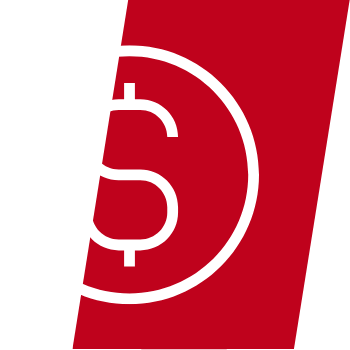 Digital rendering of coin white on red background